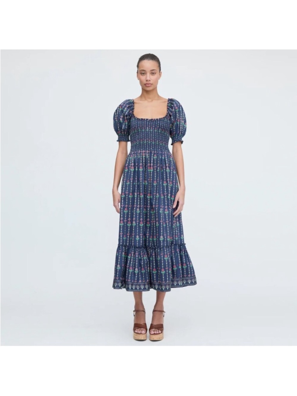 Hill House Home Louisa Dress Navy Trailing Fern - Small